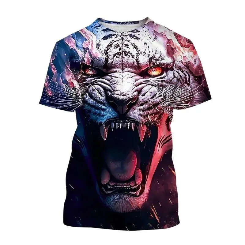 Summer Fashion Cool Animal Tiger graphic t shirts For Men Personality Trend Casual Street Style Printed Round Neck Short Sleeve