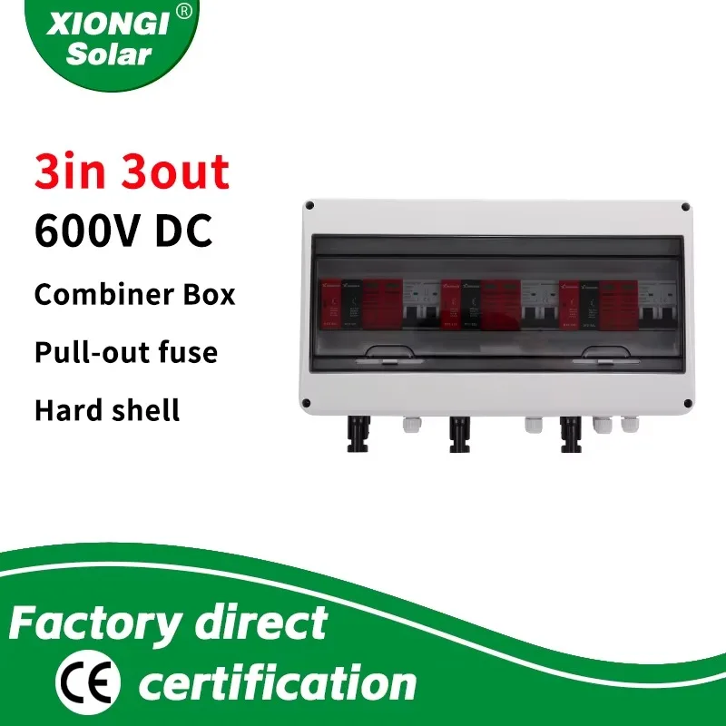 【Professional】600V Solar DC PV Combiner Box,3 String With Lightning Arrester,3 Input 3 Out 15A Rated Current Fuse,63A MCB,SPD,IP