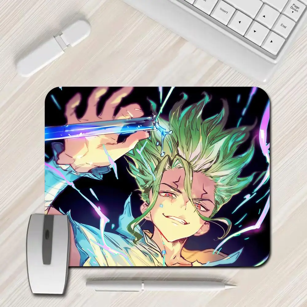Alfombrilla de ratón japonesa de Anime Dr STONE, alfombrilla de ratón pequeña LockEdge para jugadores, alfombrilla de escritorio para ordenador, goma antideslizante