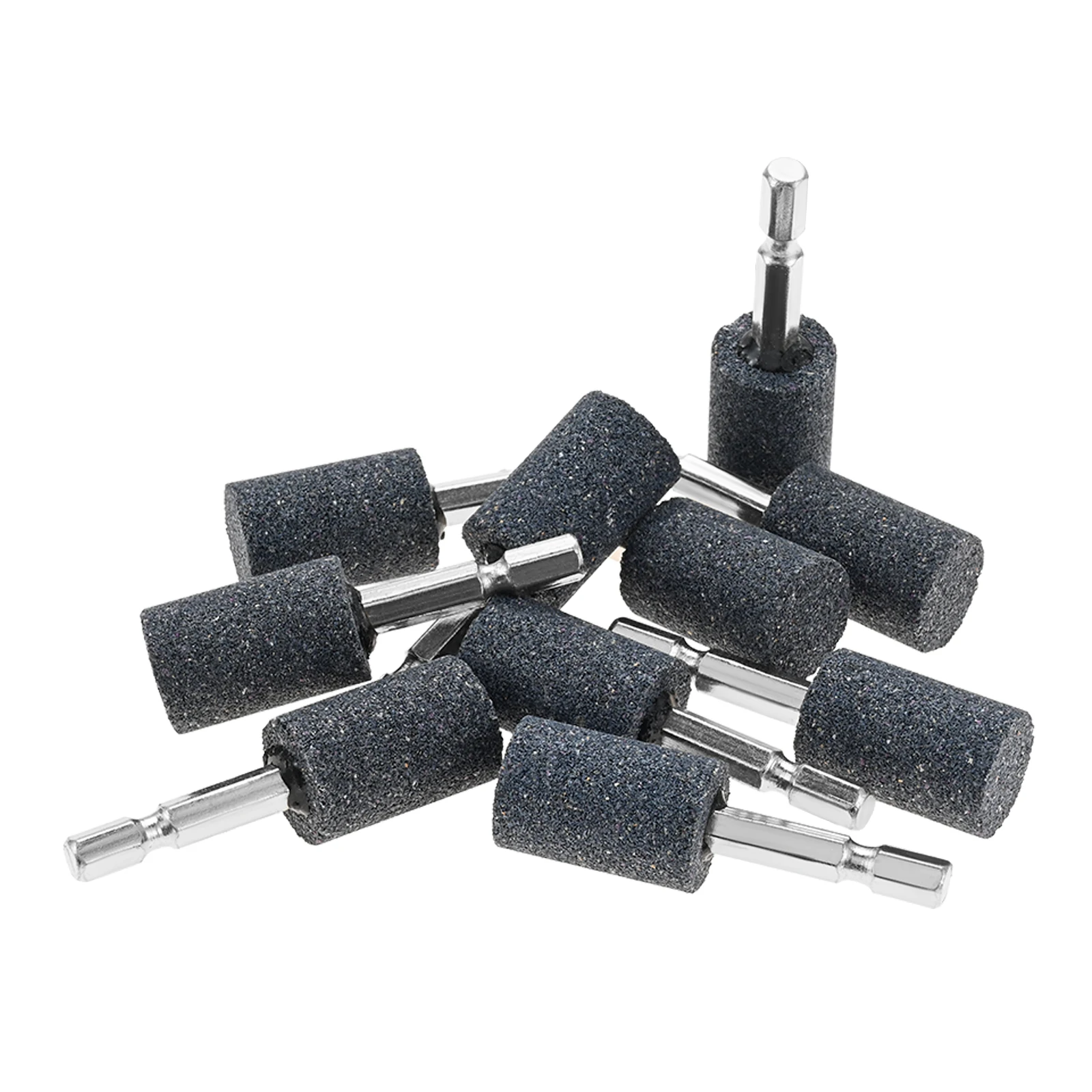 10Pcs Cylinder/Cone Shape Rotary Grinding Stone - 1/4'' Hex Shank Abrasive Stone Mounted Point Bits for Rotary Tools Drill 20mm