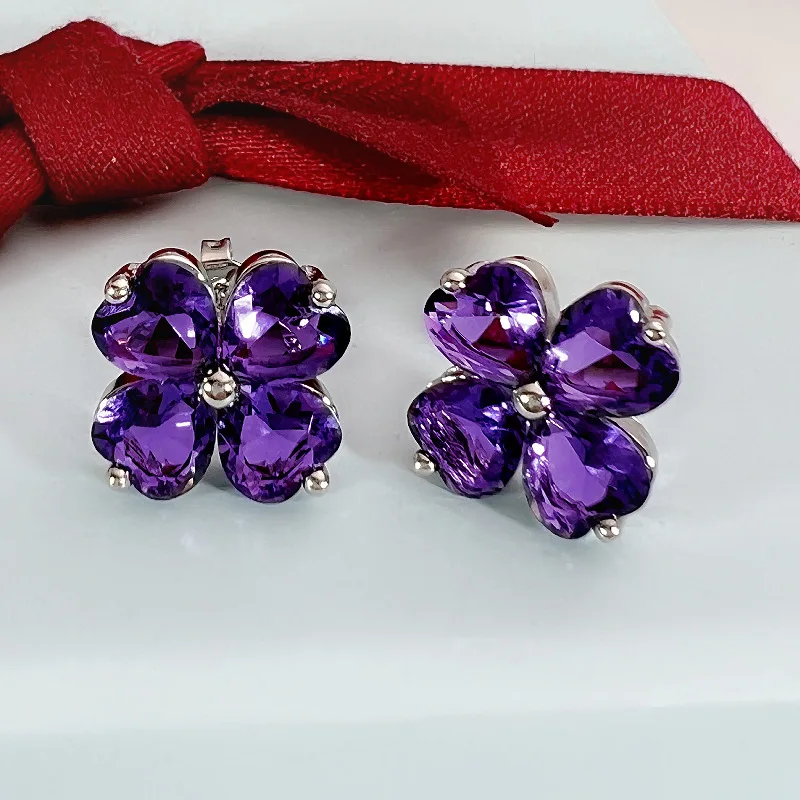 Classic Crystal Clover Earrings For Women Jewelry Luck Flower Ear Accessories Silver 925 Needle Earrings Female Christmas Gift