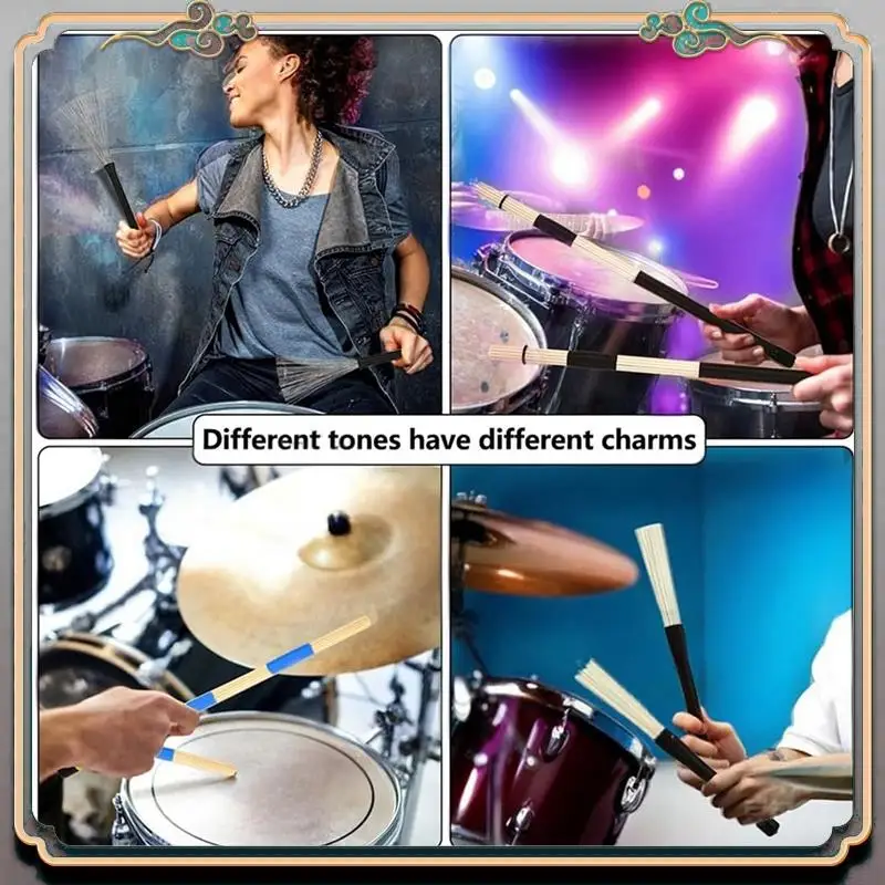 

Durable Drumbrush Set Drum Rods Brushes,Retractable Drum Wire Brushes With Drumstick Bag For Beginners Kids Adults