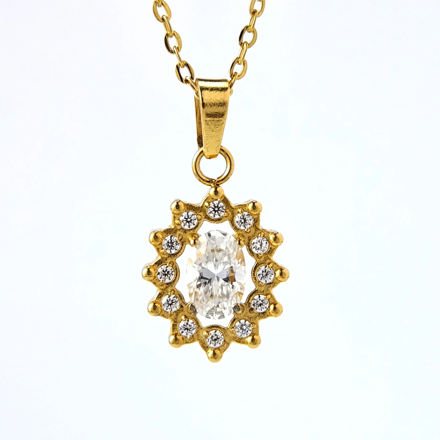 

1 шт. Золотое колье в форме цветка 0,5 карата, овальный кулон с муассанитом, подходит как для мужчин, так и для женщин