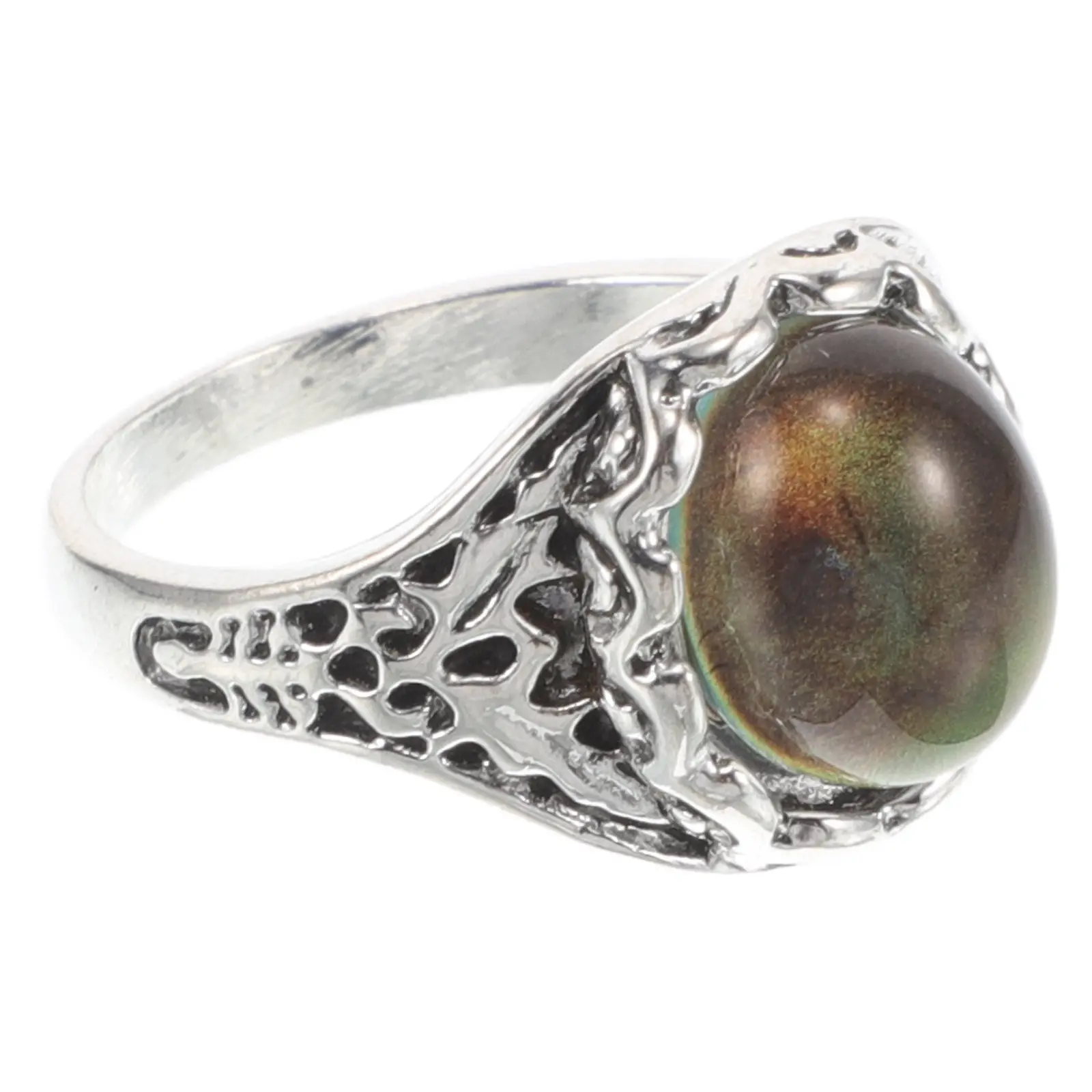 Vintage Alloy Stone Mood Ring for Women Color Changing Retro Temperature Change Finger Ring Size 8 Romantic Engagement Gift