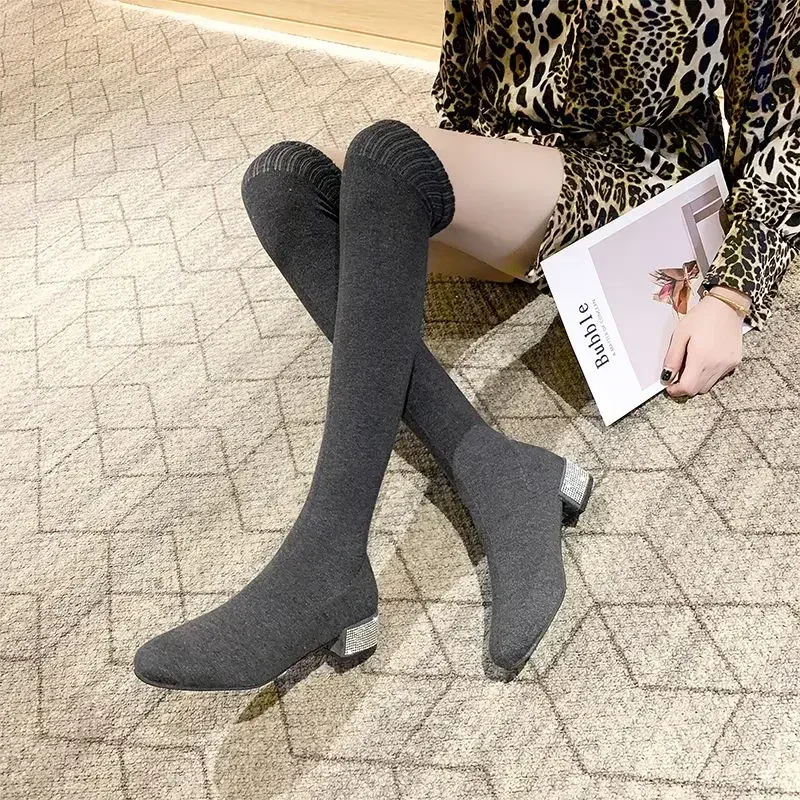 Above Over The Knee Thigh High Autumn Winter 2024 Ladies Shaft Shoes Trend Large Size Warm Designer Luxury Pu Women's Long Boots