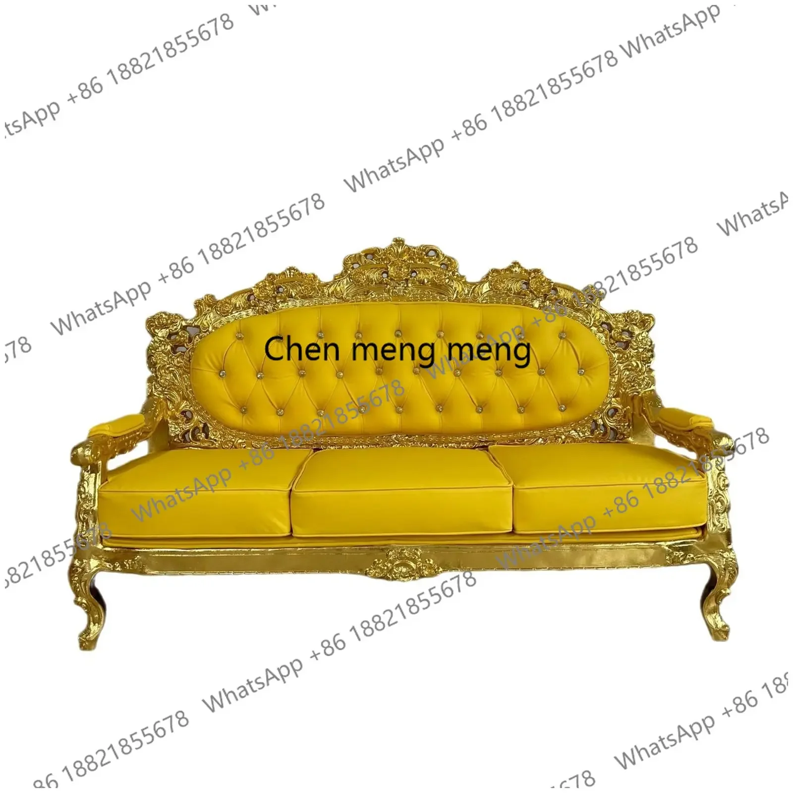 Q181 Golden Throne Chair Royal Luxury Wedding Chair for Groom and Bride