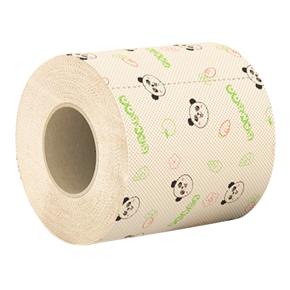 1 Rol Kertas Toilet Cetak Panda Lucu Pulp Bambu Pola Lembut Tidak Pudar untuk Penggunaan Rumah Kantor Kerajinan Halus Dekoratif Mewah