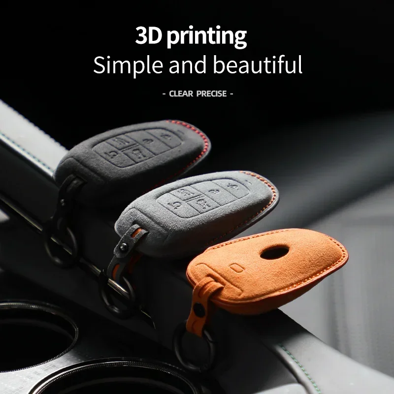

For Hyundai Sonata Tucson Elantra High Grade Suede Remote Car Key Case Shell Keychain for Hyundai Leather Car Key Case