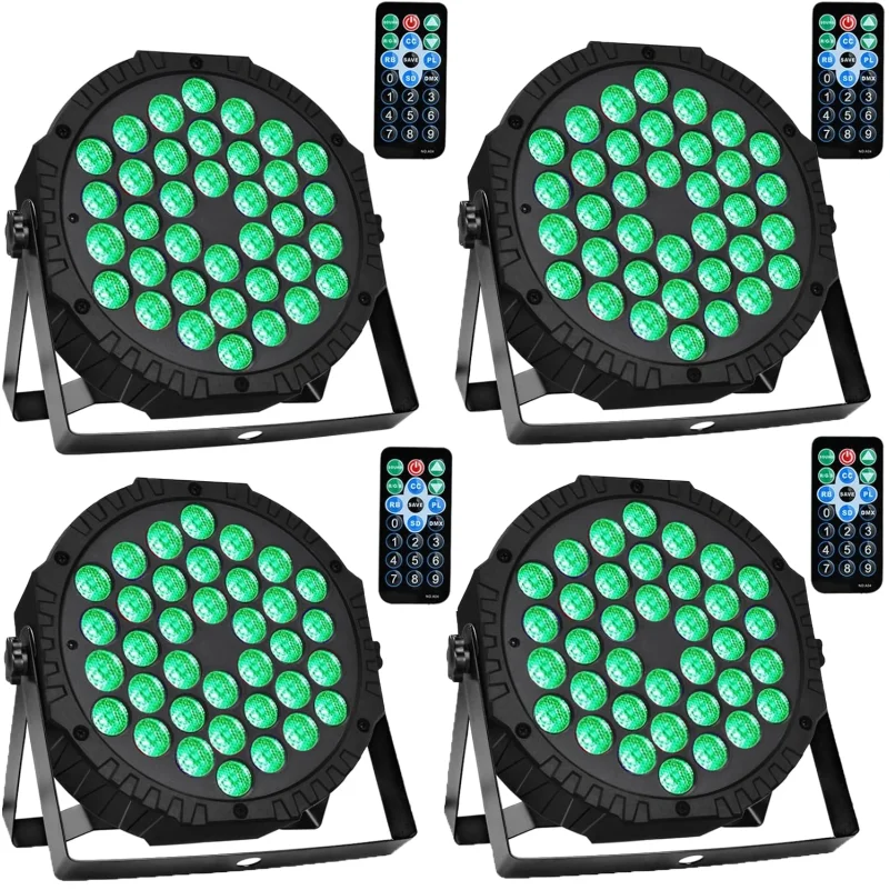 2PCS 36 LED Stage Full Color Flat Par Lighting Effect RGB 3IN1 DMX 512 DJ Disco Party Holiday Christmas Club Wedding Show Lights