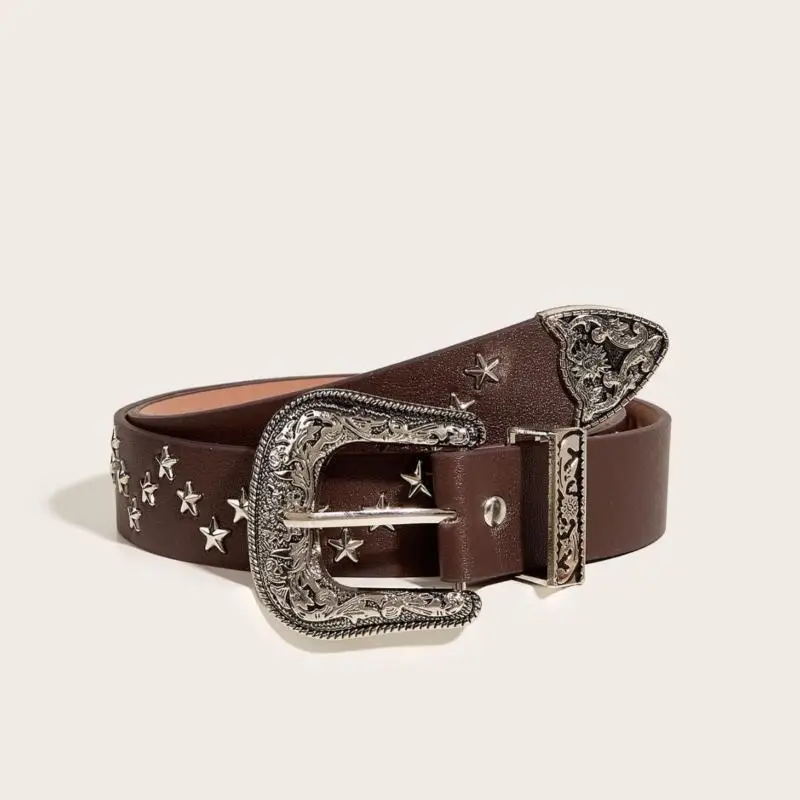 Heavy Industry Retro Y2K Rivet Belt Sturdy Punk Metal Bullet Waist Belt for Women Rock Concert Stage Wear