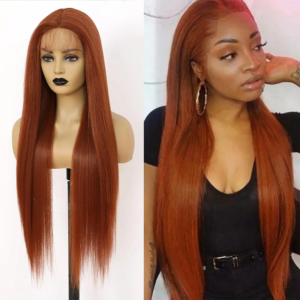 13×4-lace-front-wig-ginger-brown-long-straight-natural-glueless-easy-wear-heat-resistant-synthetic-wig-for-women-daily-commute