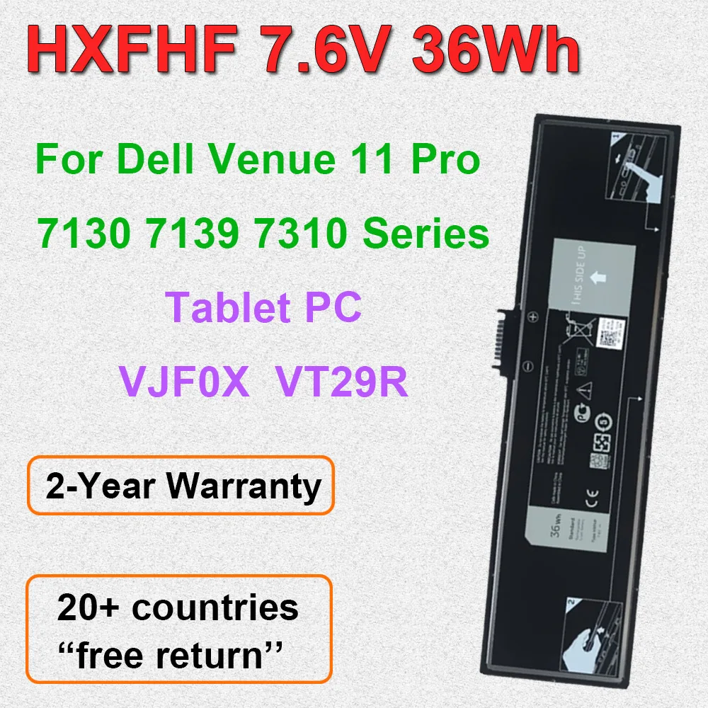 

Аккумулятор для ноутбука Dell Venue 11 pro 7130 7310 серии 7,4 В 36 Втч, высокое качество HXFHF VJF0X VT29R с номером отслеживания
