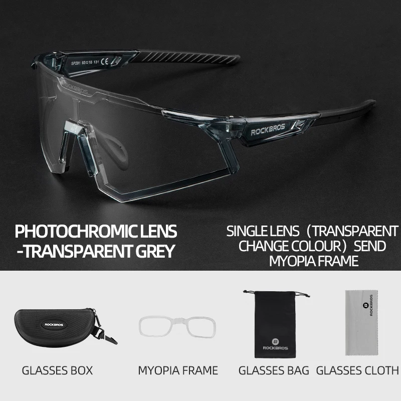 ROCKBROS Fahrradbrille UV400 Schutz Fahrrad Sonnenbrille Photochrome Polarisierte Linse Brillen Brille MTB Rennrad Brille 5