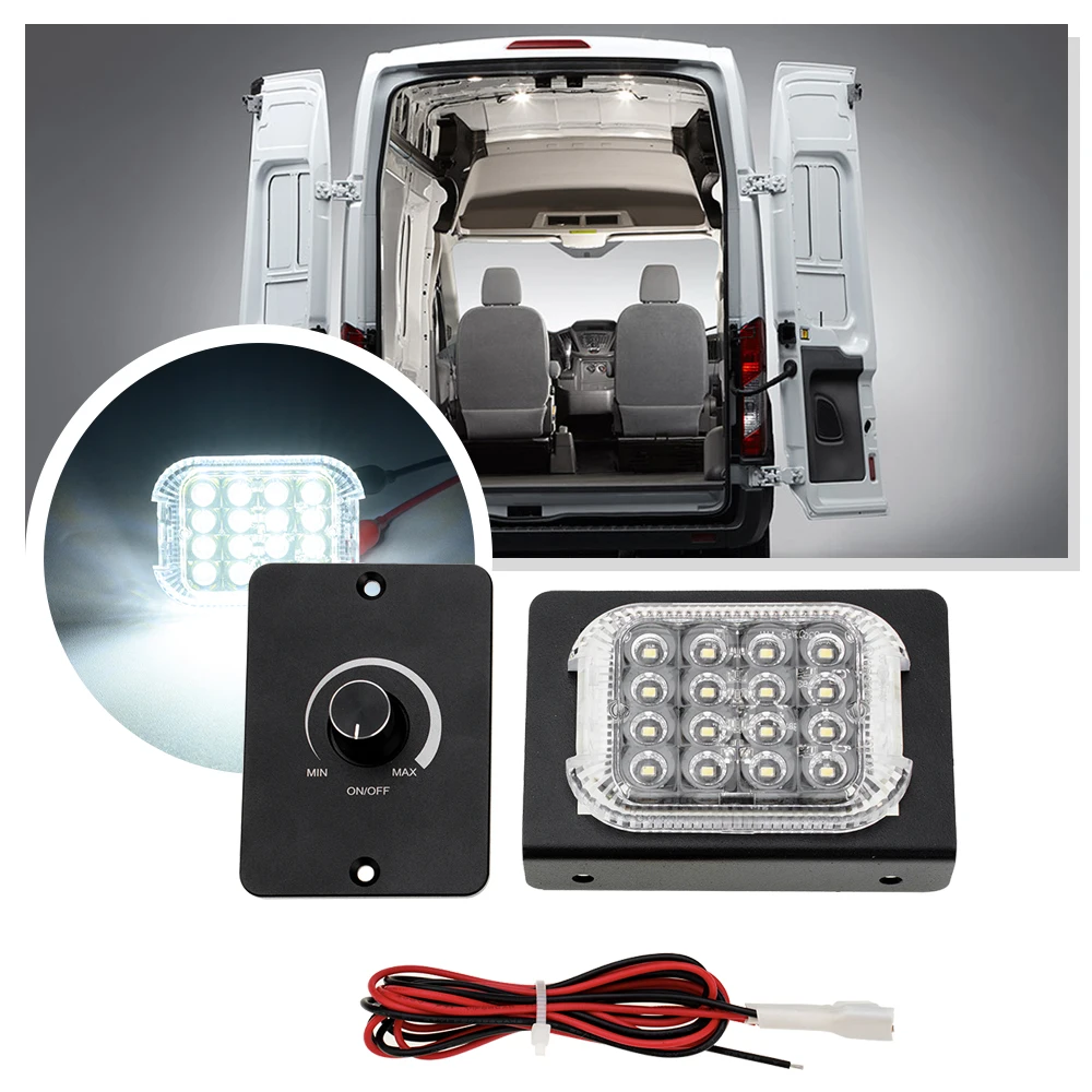 LED Dimmer upgrade kit Interior lighting Luggage cargo ceiling Light for 2014+ Ford Transit Cargo Van Camper RV DIY bracket