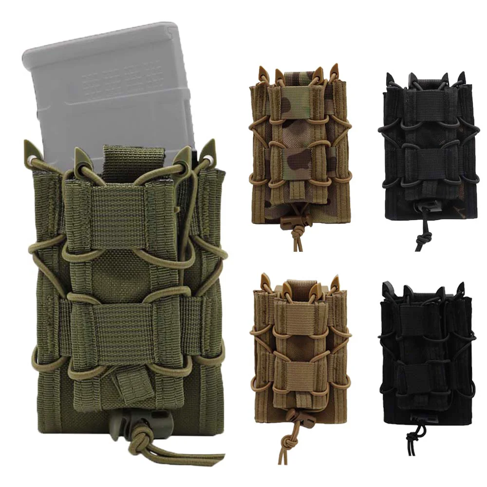 Tactical Molle  Pouch 9mm + 5.56 Double Stack Magazine Magazine Pouch Rifle Hunting CS Paintball Mag Carrier