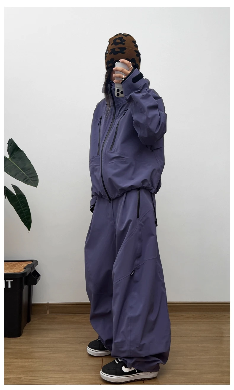 John Snow 2025, Unisex-Set aus Hartschalen-Snowboardanzug, 17 Karat wasserdichte Skijacke und Hose, winddichte Ganzbergschale für Männer und Frauen – Detail 9