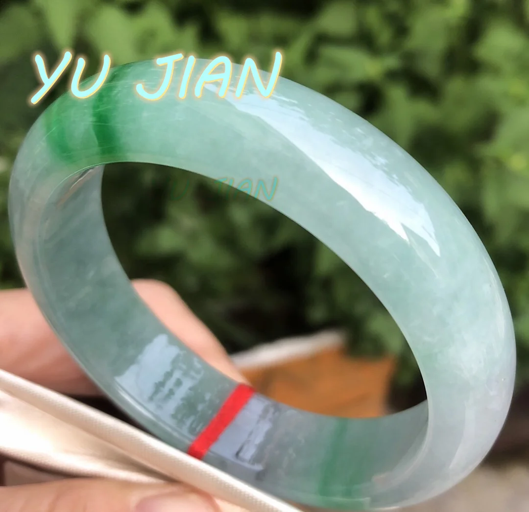 

New Natural Ice Glutinous Floating Green Flower Jadeite Bangles Exquisite Quality Jade Bracelet Handring Fine Jewellry