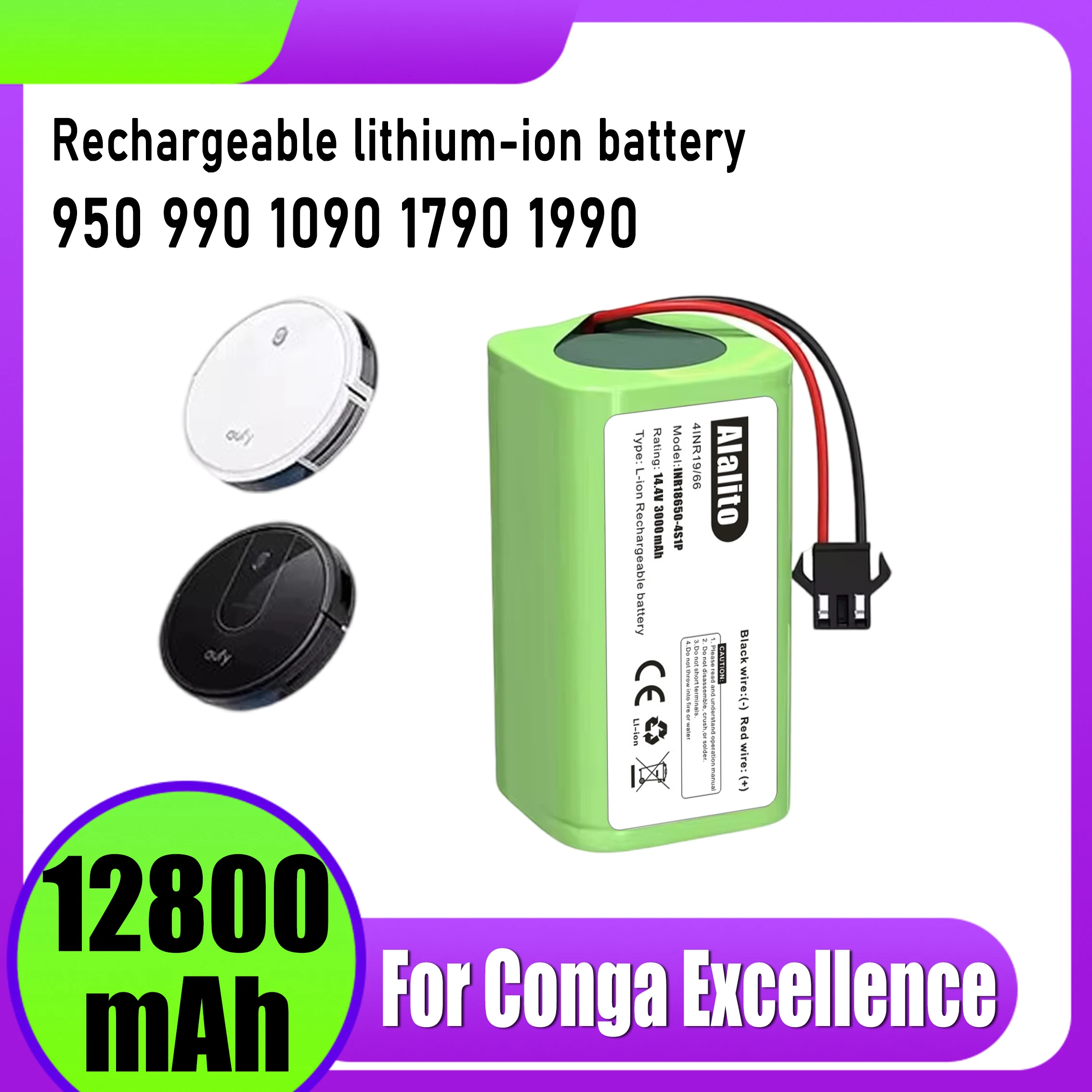 14.4V lithium-ion battery, for Conga Excellent990 1090 1790 1990 Deebot N79S N79 DN622 Robovac robot vacuum cleaner battery