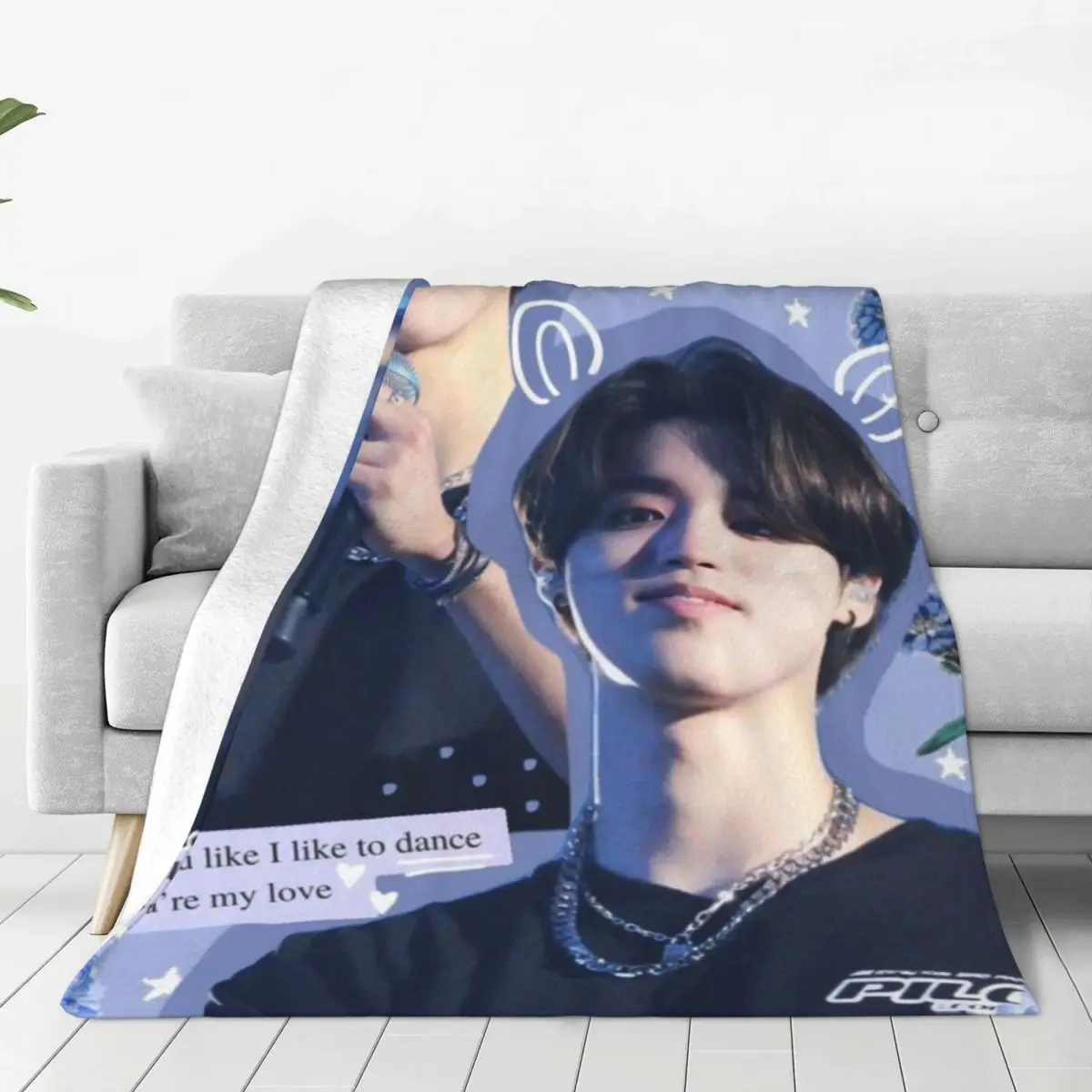 KPOP Han JiSung Blanket Flange Textile Decor Portable Super Soft Throw Blankets for Home Office Plush Thin Quilt