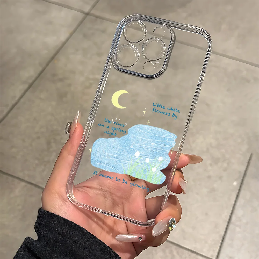 Funda de teléfono de silicona Spring Night River para IPhone 17 16 15 14 13 12 11 Pro Xs Max Air Mini 7 8 6 6s Plus SE 2020 2022