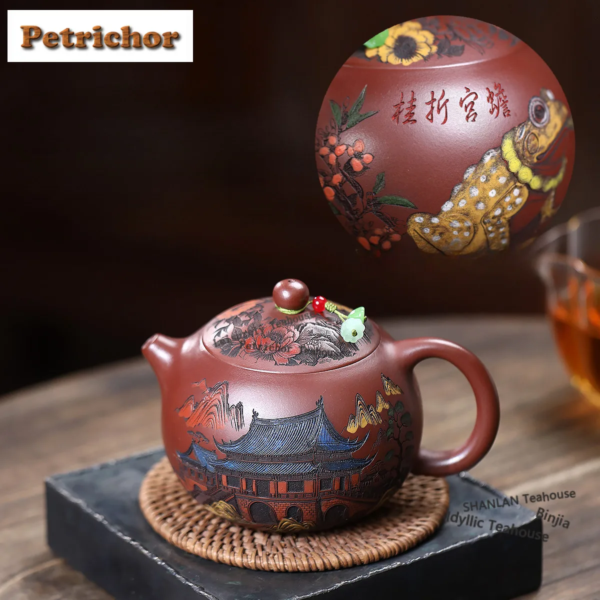 

430ml Classic Yixing Purple Clay Teapots Handmade Golden Toad Pot Raw Ore Dragon Bone Gold Sand Mud Kettle Zisha Tea Set Gifts