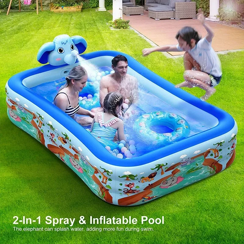 

Cross-border new PVC inflatable lawn folding swimming pool, children's bath basin, water play pool, elephant fountain