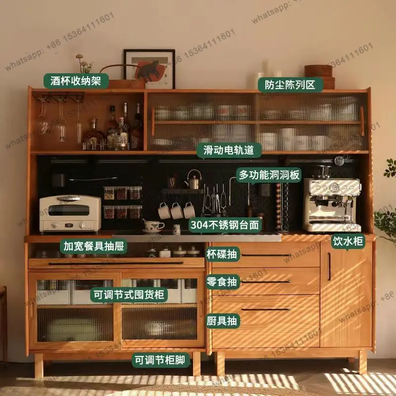 Nordic solid wood storage board dining side cabinet power track living room kitchen locker