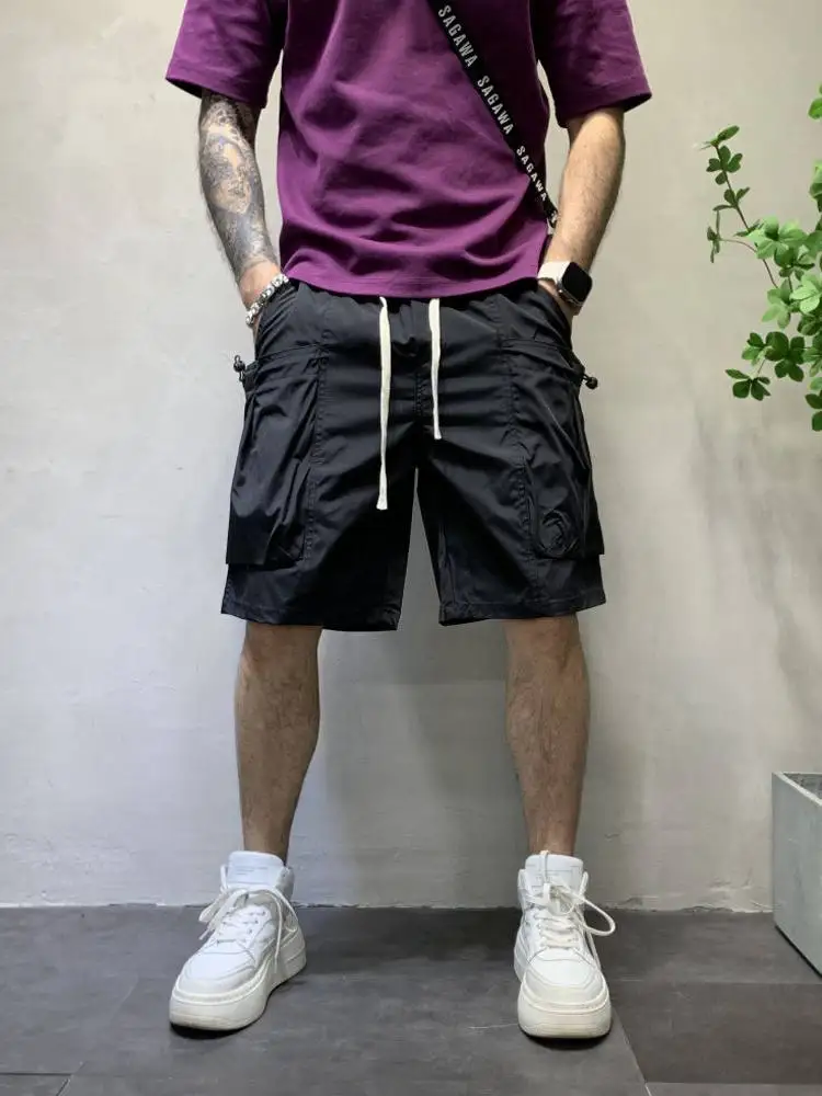 

Летние пляжные шорты в американском стиле, цвета конфет, с широкими штанинами, 5-дюймовые, молодежные, рабочие, прямого кроя, тонкие, модель для молодежи