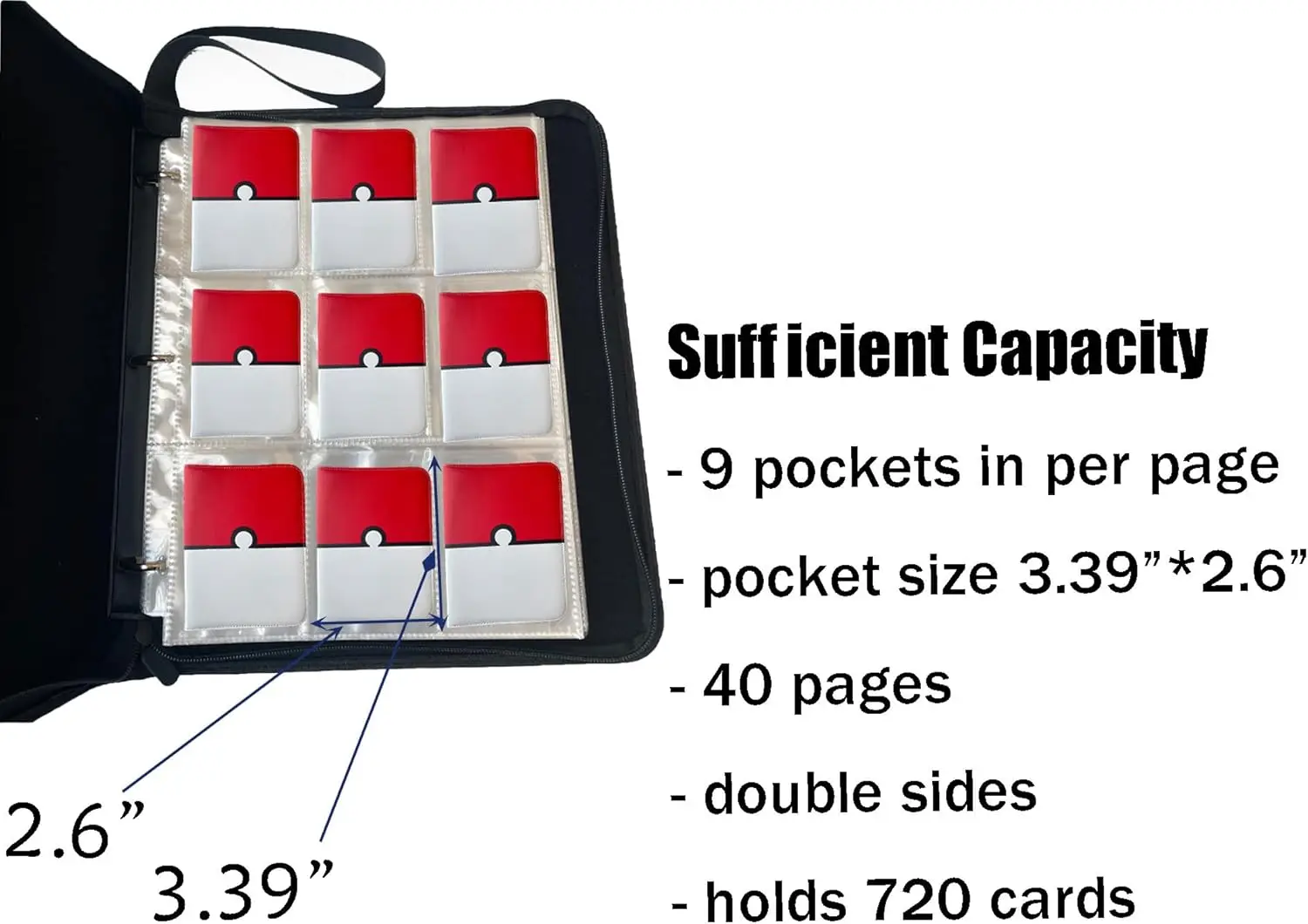 Binder for pokemon card binder of 720 Card Collection/9 Pocket Card Binder，720-9pocket