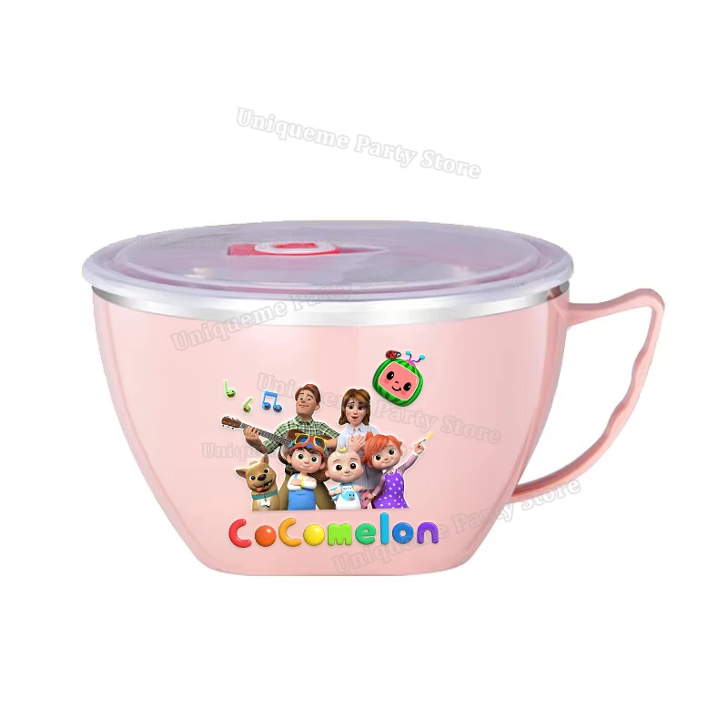 Cute Cocomelons Instant Noodles Bowl Cartoon Anime Boy Girl Stainless Steel Bowls Student Tableware Lunch Box Food Container