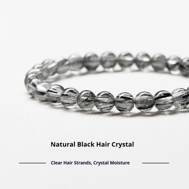 

Hydrating Bracelet Five Elements Water Deficiency Natural Black Rutilated Quartz Bracelet Black Tourmaline Crystal Gemstone