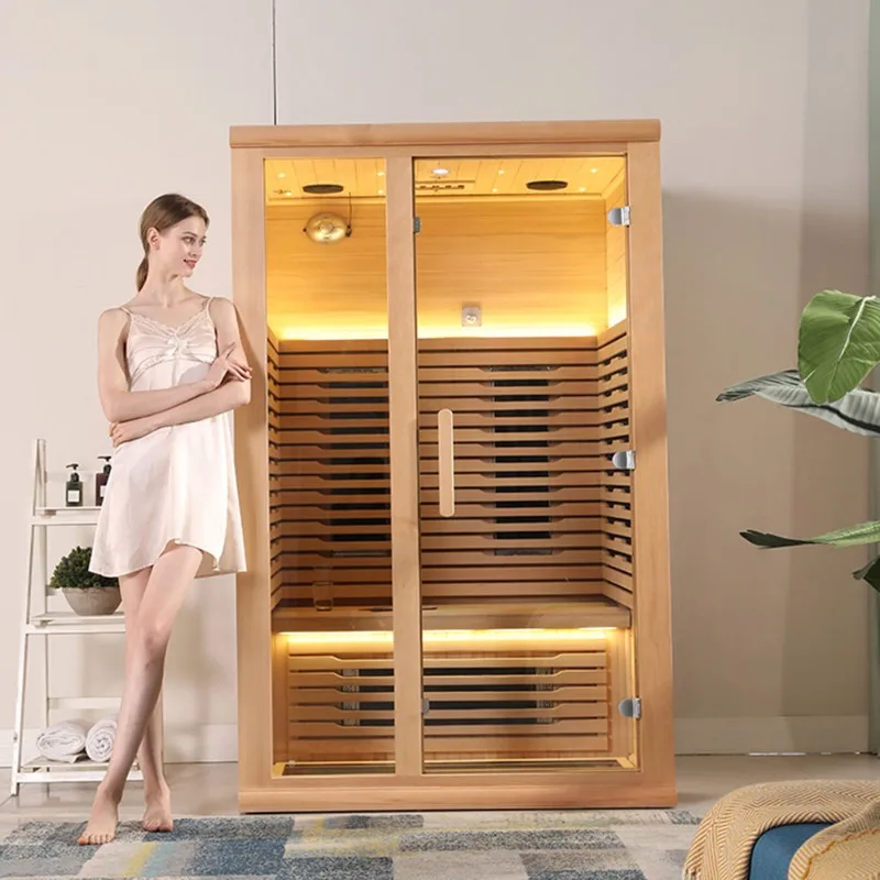 Full Spectrum Infrared Sauna Room Solid Wood Indoor 1-2 Person Sauna