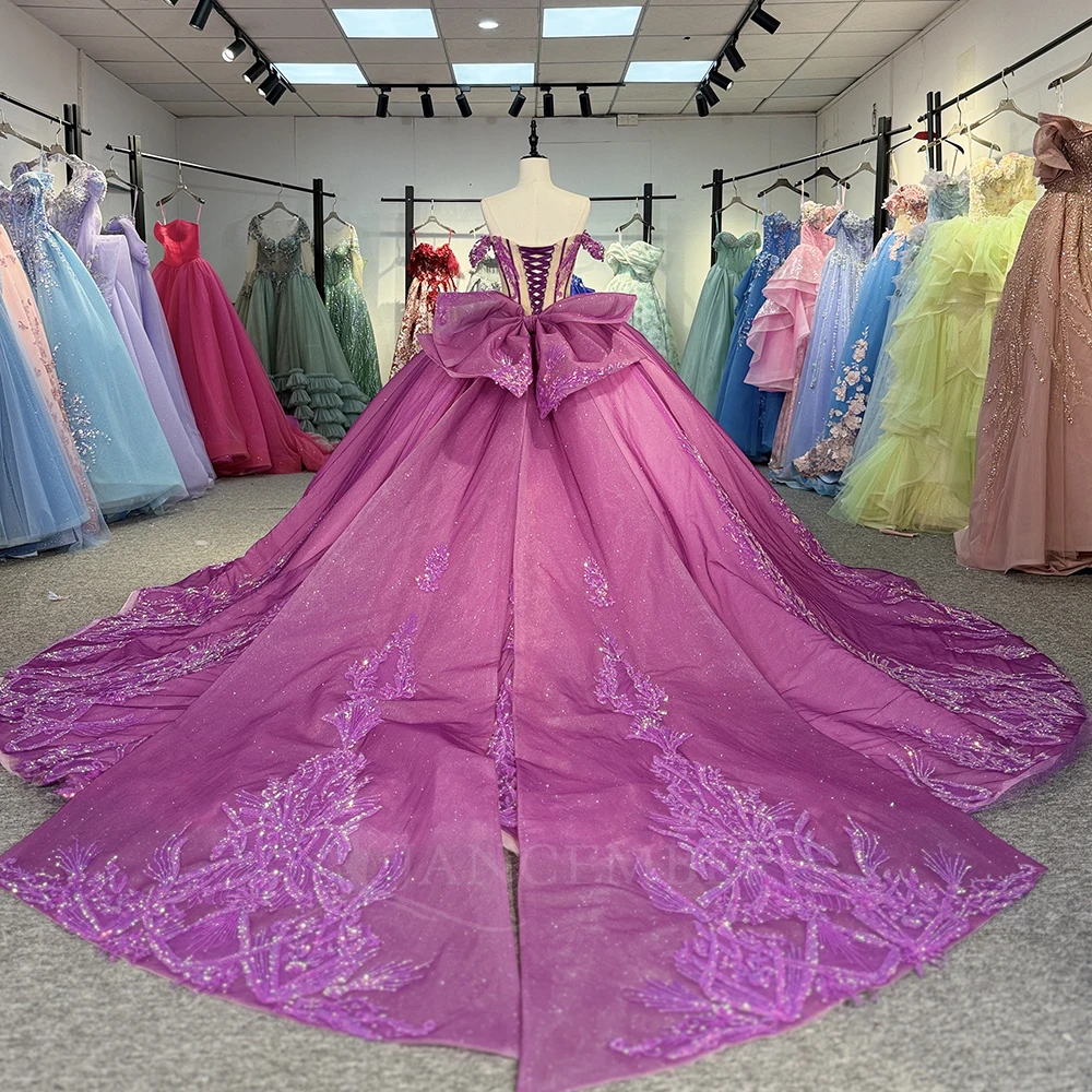 Fairytale Quinceanera Dresses for Girl Large Short Sleeves Rhinestones Vestidos Para Quinceanera Customized vestido quinceañeras