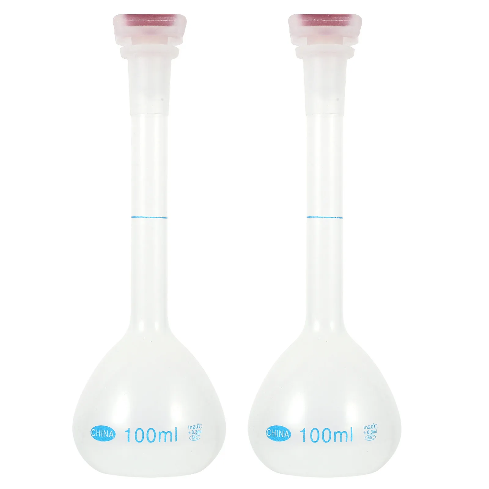 2Pcs Plastic Flasks Chemical Storage Bottle For School Laboratory 100ml Multi-functional Capacity