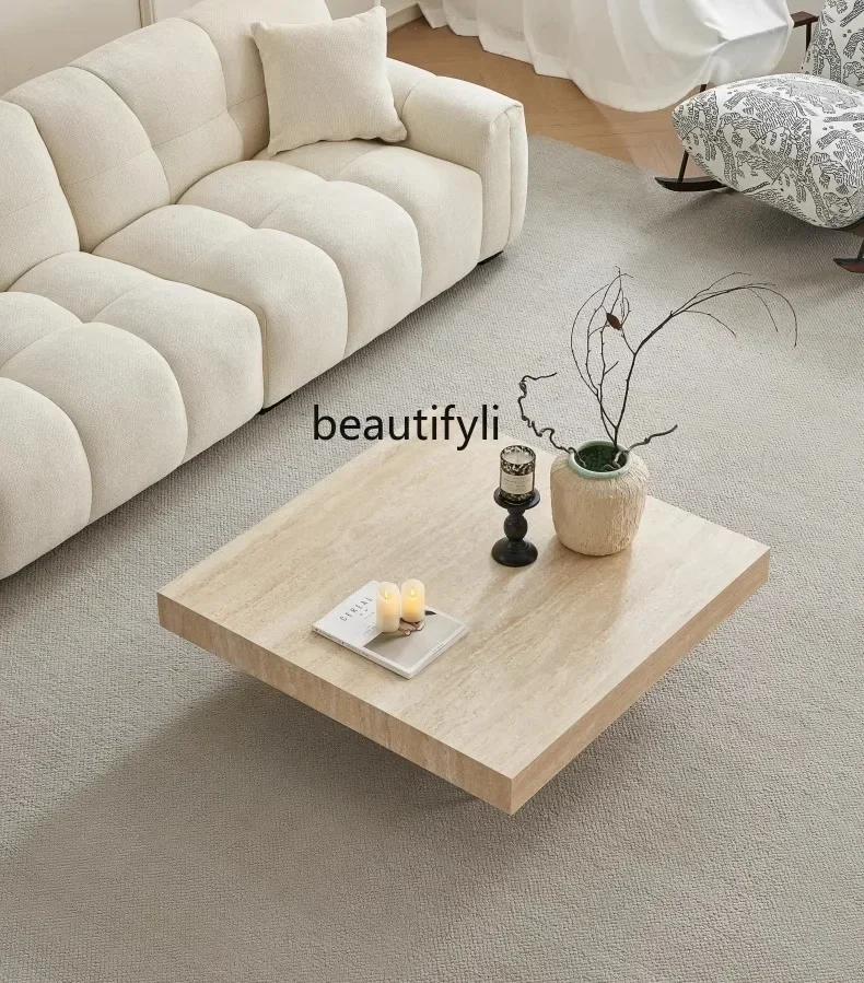 

Travertine suspended coffee table living room household modern cream wind acrylic tea table