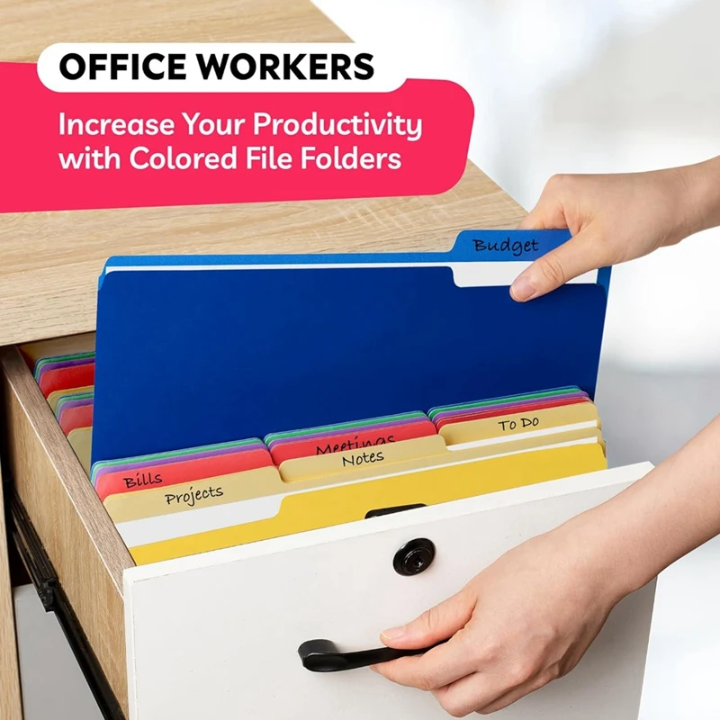 컬러 파일 폴더 글자 크기, 8.5 x 11in, 1/3 컷 탭, 5 가지 색상, 30 개