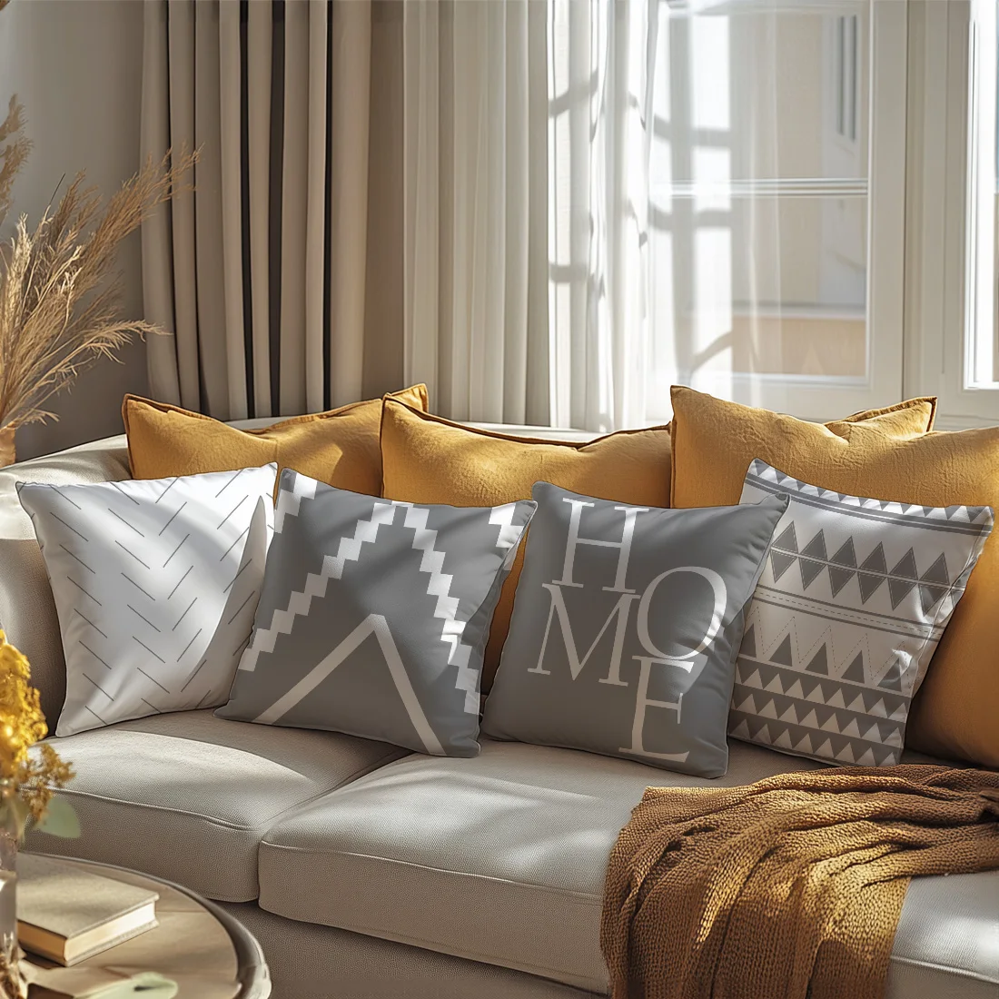 45x45cm Geometric Grey Vector Illustration Pillow Cover for Decorating Living Rooms Bedrooms Sofas Bed for Sofas Decorations