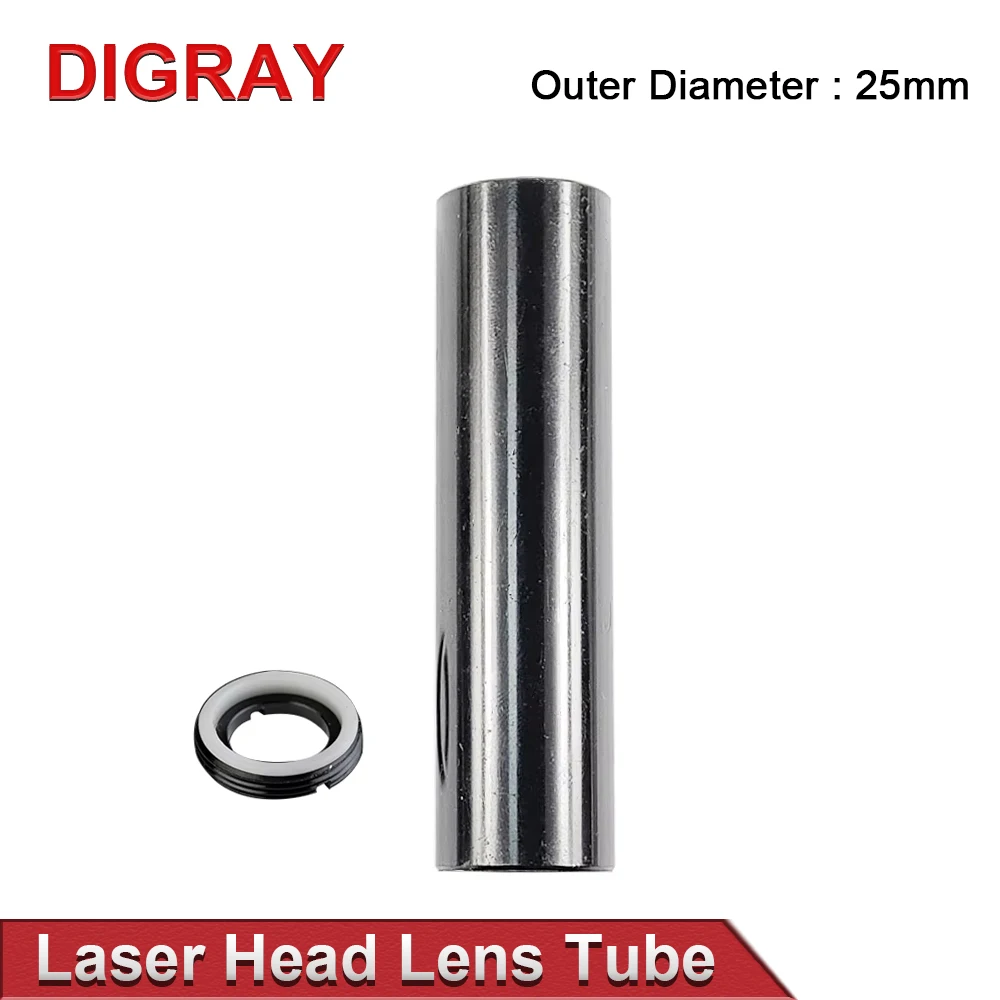 DIGRAY CO2 Laser Lens Tube OD 25mm ID 21mm for Lens Dia.20mm F50.8/63.5/101.6mm Double-head Teeth for CO2 Laser Cutter