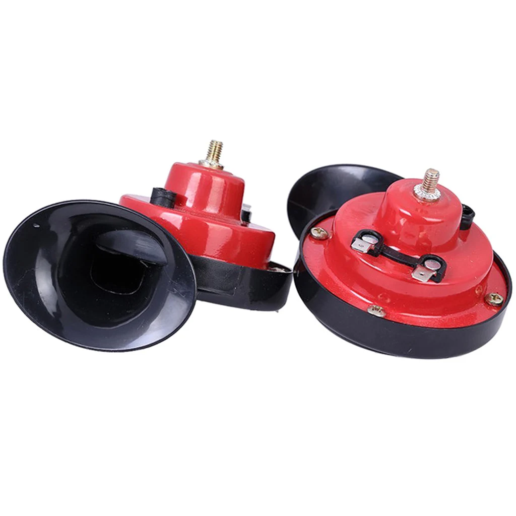 1 Pair 120db Motorcycle Snail Air Horn Loud Dual Twin Tone Motorcycle Car Bike Truck 12V Red Black