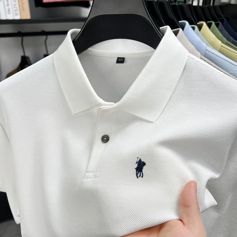 

100% Cotton Luxury Short Sleeve Polo Shirt Summer Designer Brand Paul Fashion Pony Embroidery Casual Golf T-shirt Men's Wear