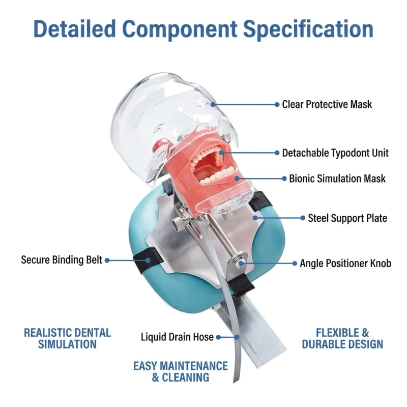 VVDental Phantom Head Dental Simulator Manikin Typodont Model 28 32 Teeth Removable 360 Rotatable for Dentist Education