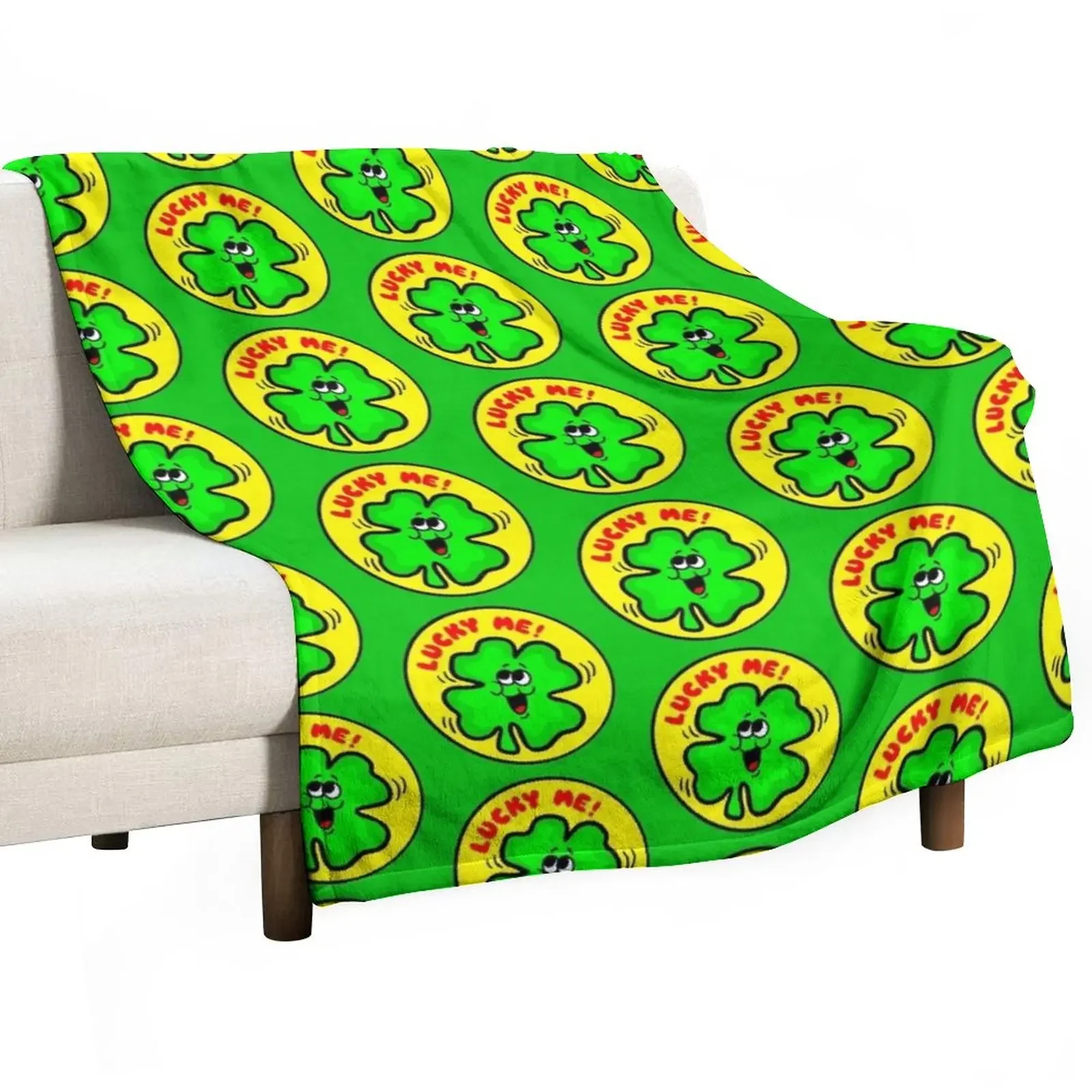 LUCKY Four leaf clover Cartoon Throw Blanket Polar Flannel Luxury St Flannel Fabric Blankets