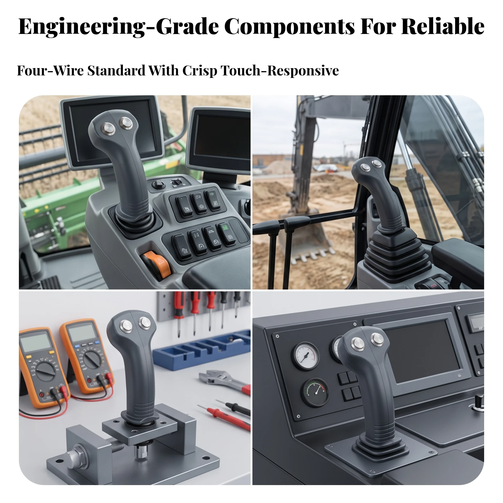 Machinery Control Handle with Buttons Four Wire Joystick Adapter for Industrial Equipment Ergonomic Grip Dual Button Top Layout