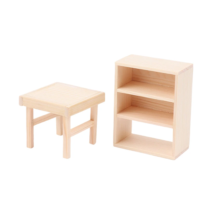 

1Pc 1:12 Dollhouse Miniature Wooden Bookshelf Storage Cabinet Dining Table Wooden Furniture Model Photography Props Decor Toy