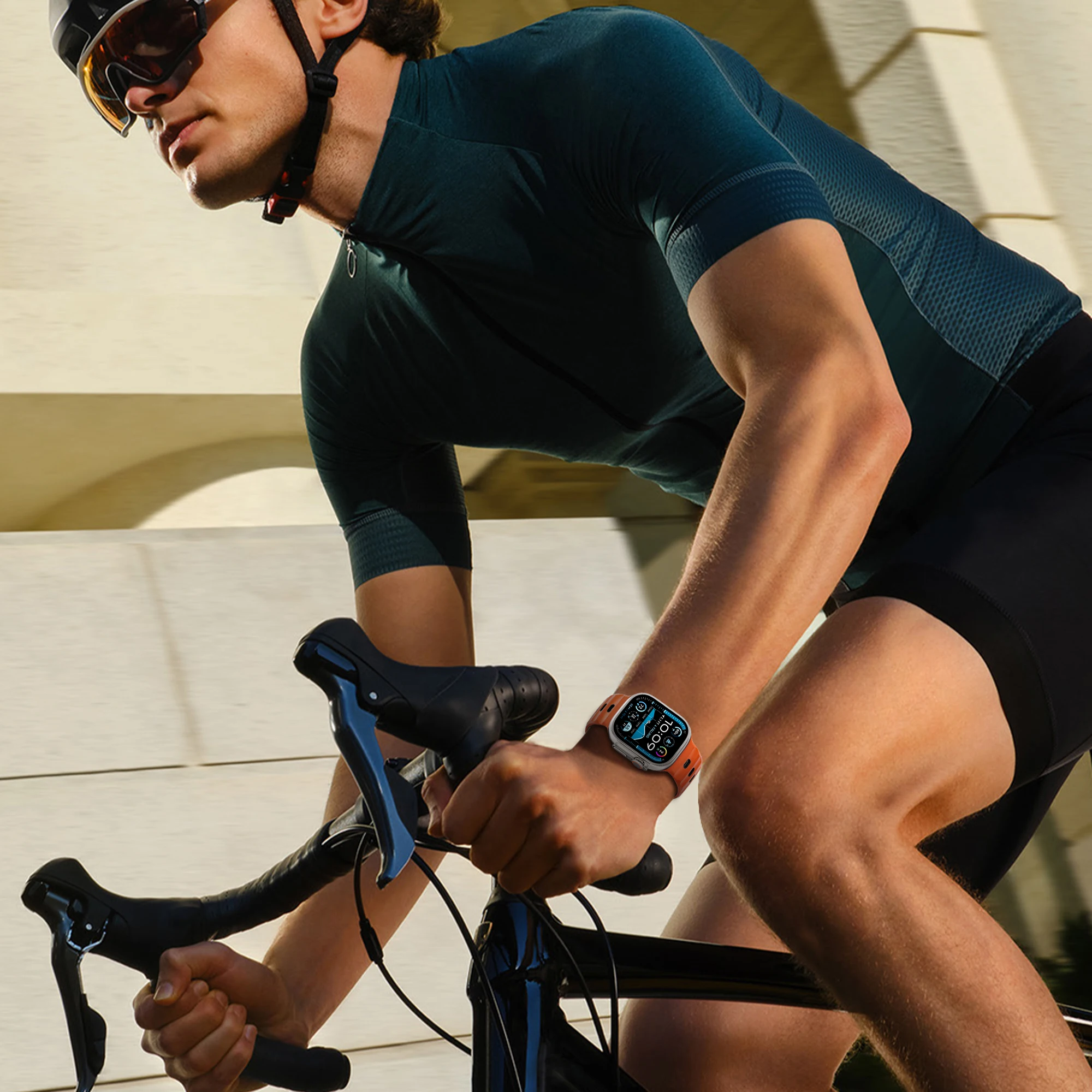 Silicone Band For Apple Watch Strap 45mm 44mm 42mm 46mm 49mm Rugged Sport Bracelet Correa IWatch Series 10 SE 9 8 7 6 3 Ultra 2