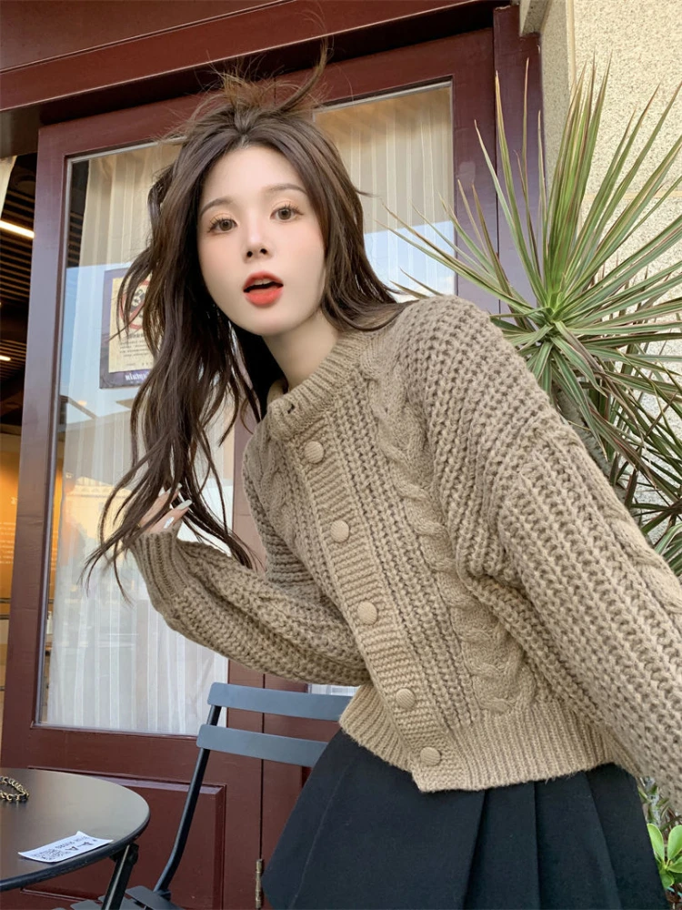 

Sweaters Women Pure Soft Korean Cardigan Autumn O-neck Sweet Style Hot Sale Fashion Casual Knitwear Simple Jumpers Streetwear