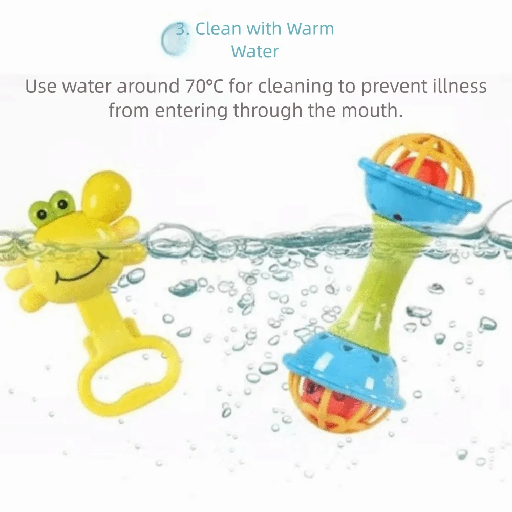 Non-Toxic Baby Rattle Hand Grip Rod Chewable Musical Instrument Toys Colorful Educational Hand Bell Toys Kids Gift