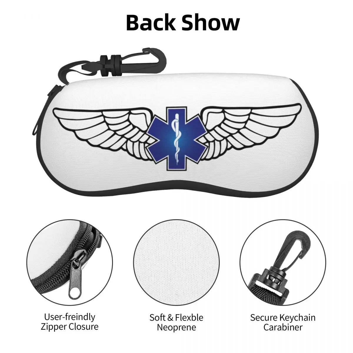 Custom Emt Star Of Life Flight Wings Shell Eyeglasses Case Women Men Cute Paramedic Medical Glasses Case Sunglasses Box Pouch