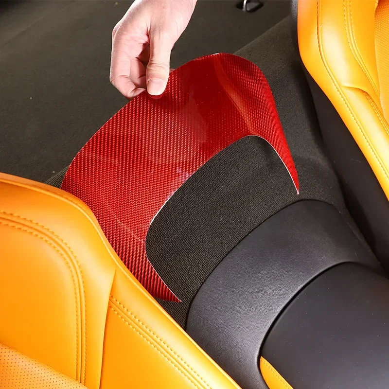 

For Chevrolet Corvette C7 2014-2019 Soft Carbon Fiber Car Central Control Armrest Box Rear Panel Decorative Sticker Accessories