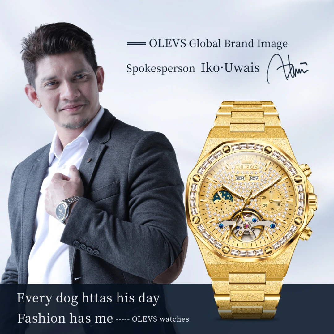 OLEVS 9805 Mechanical Fashion Watch Gift Round-dial Stainless Steel Watchband Wristwatch